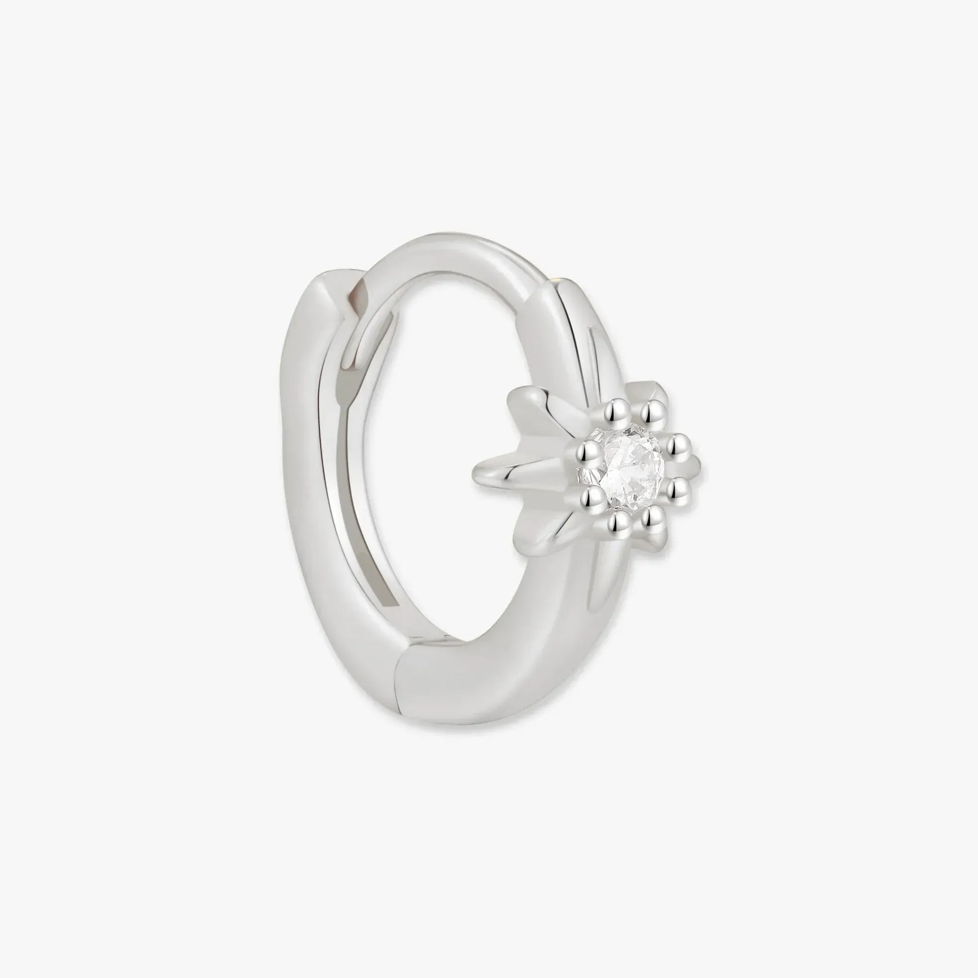 Starburst Helix Hoop in Silver