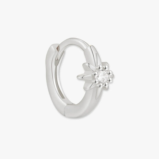 Starburst Helix Hoop in Silver