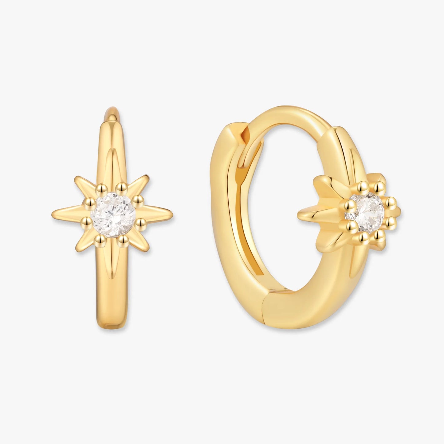 Starburst Huggie Hoops In Gold