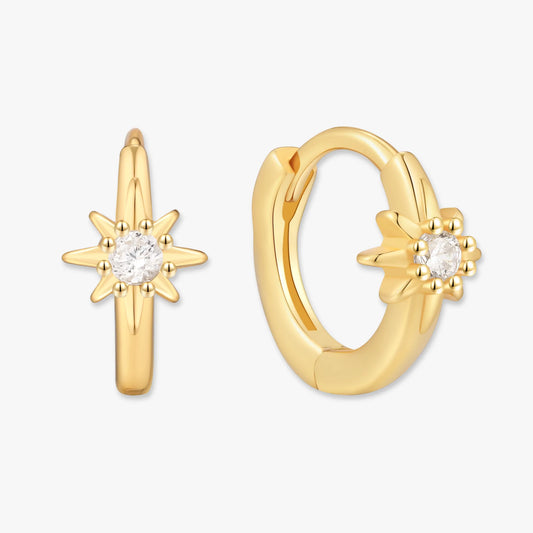 Starburst Huggie Hoops In Gold