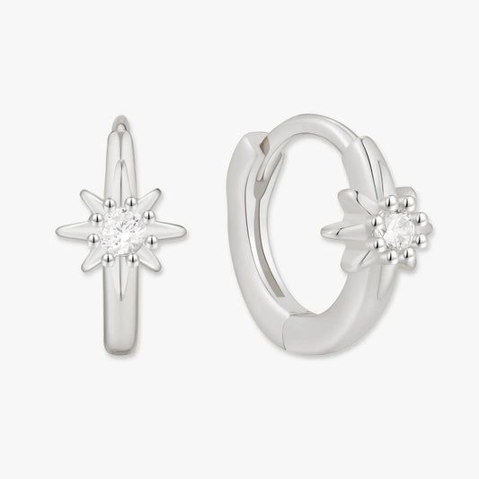 Starburst Huggie Hoops In Silver