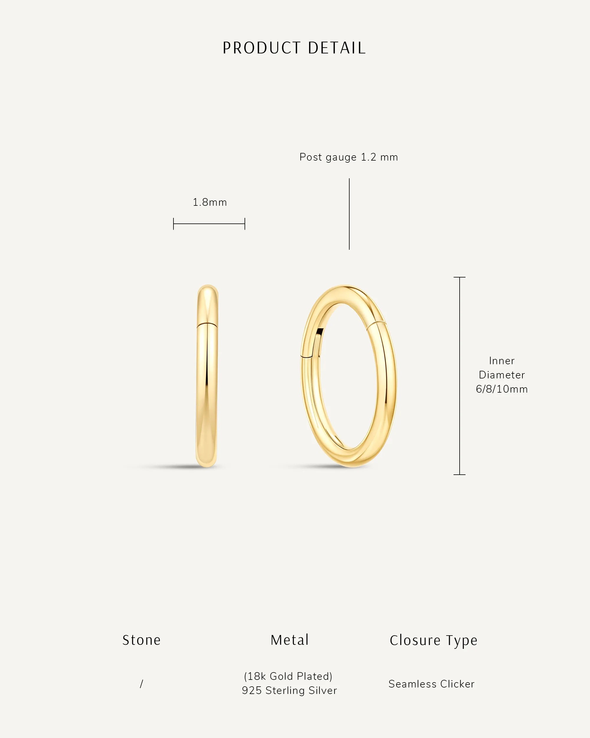 Essential Titanium Clicker Huggies In Gold