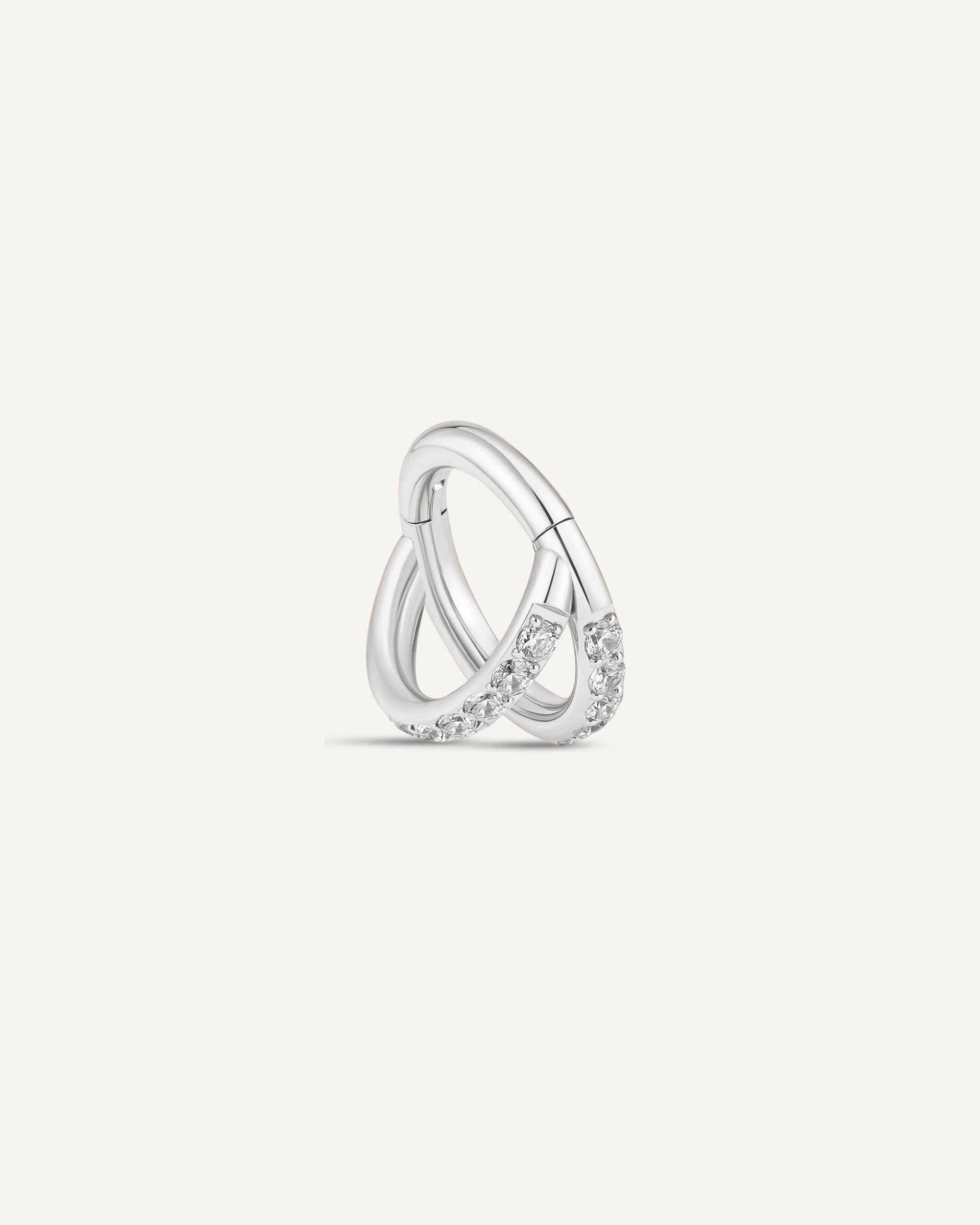 Titanium CZ Paved Double Illusion Clicker In Silver
