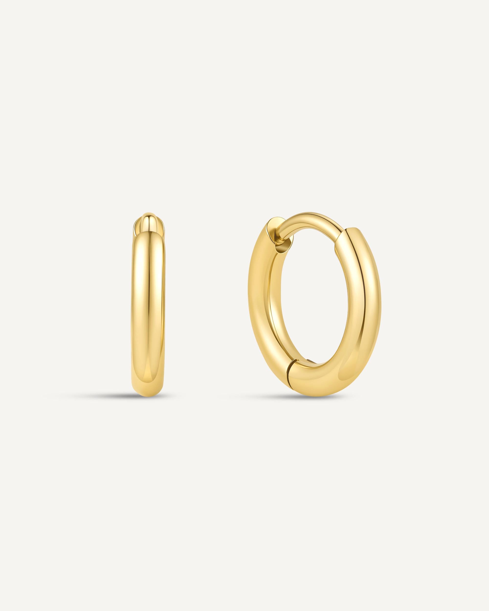 Titanium Essential Huggie Hoops In Gold