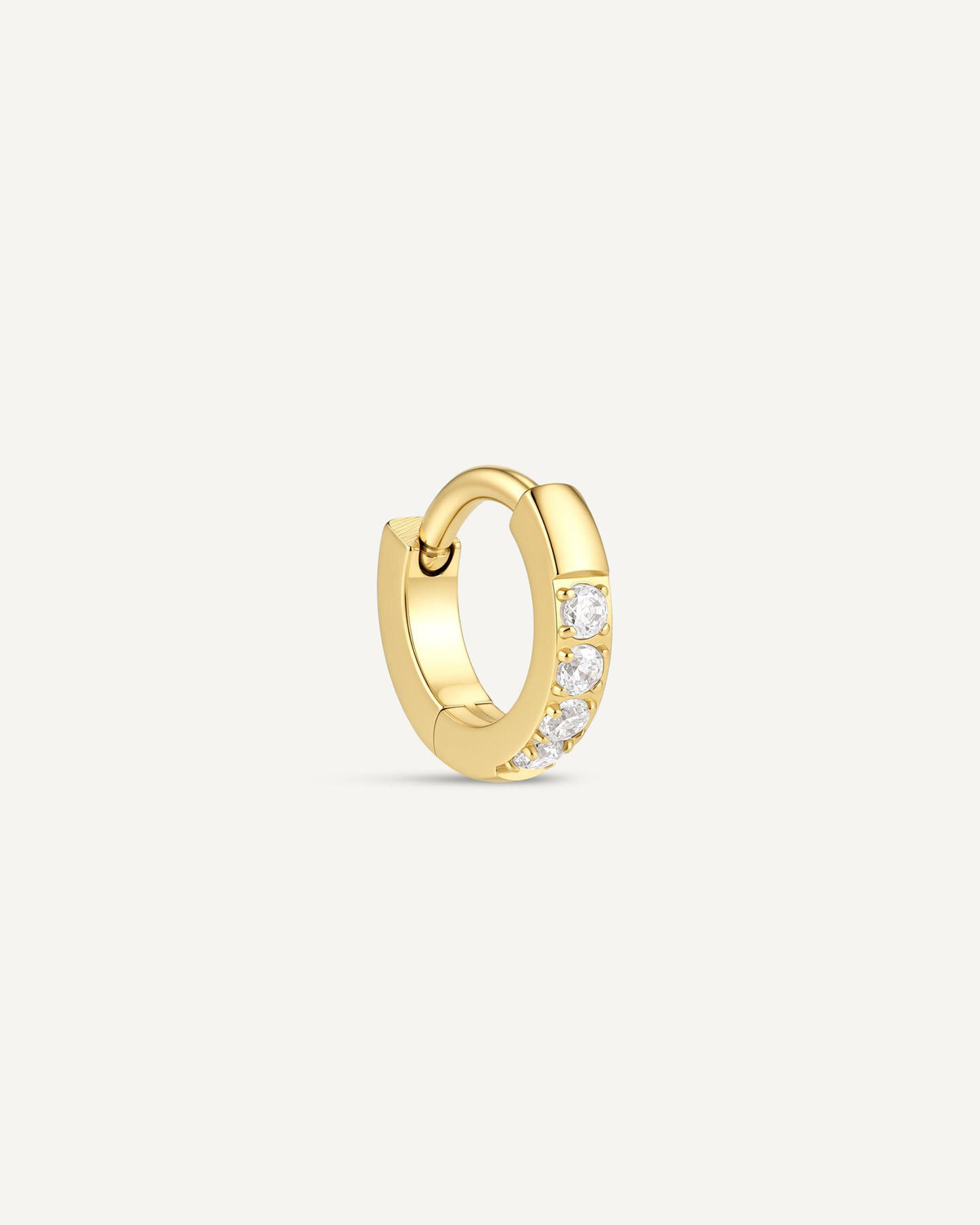 Crystal Paved Titanium Huggie Hoops In Gold