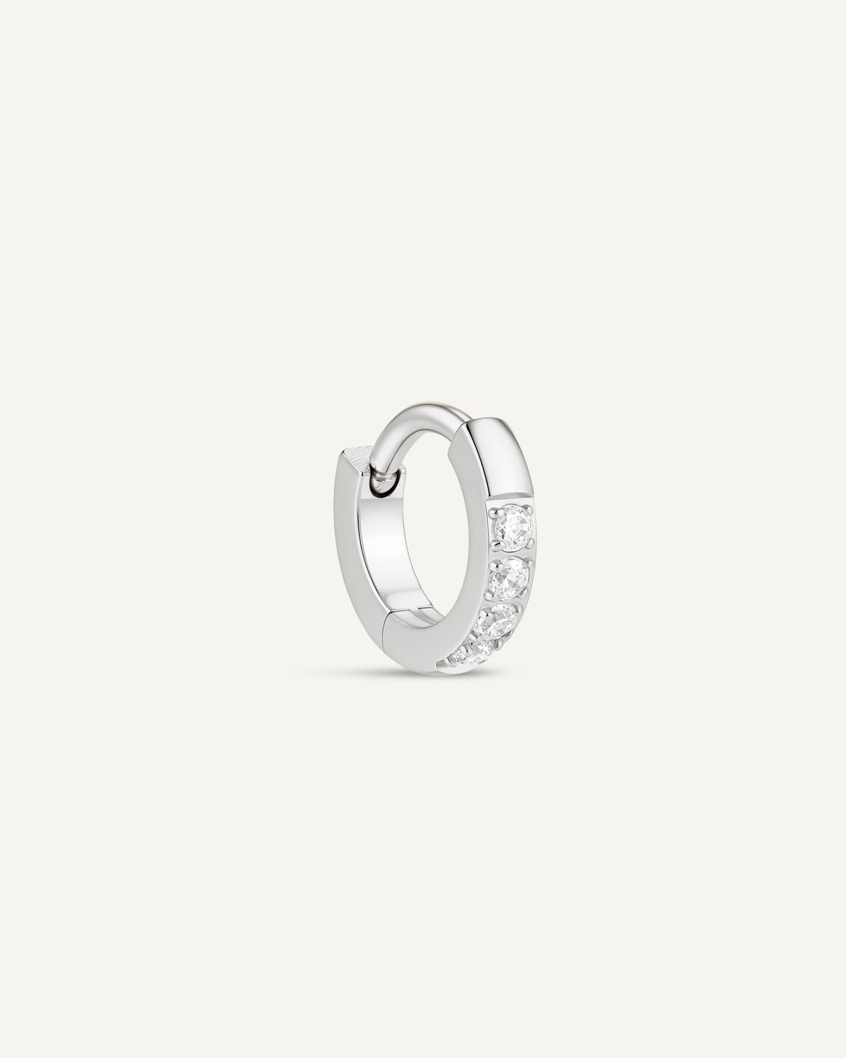Crystal Paved Titanium Huggie Hoops In Silver