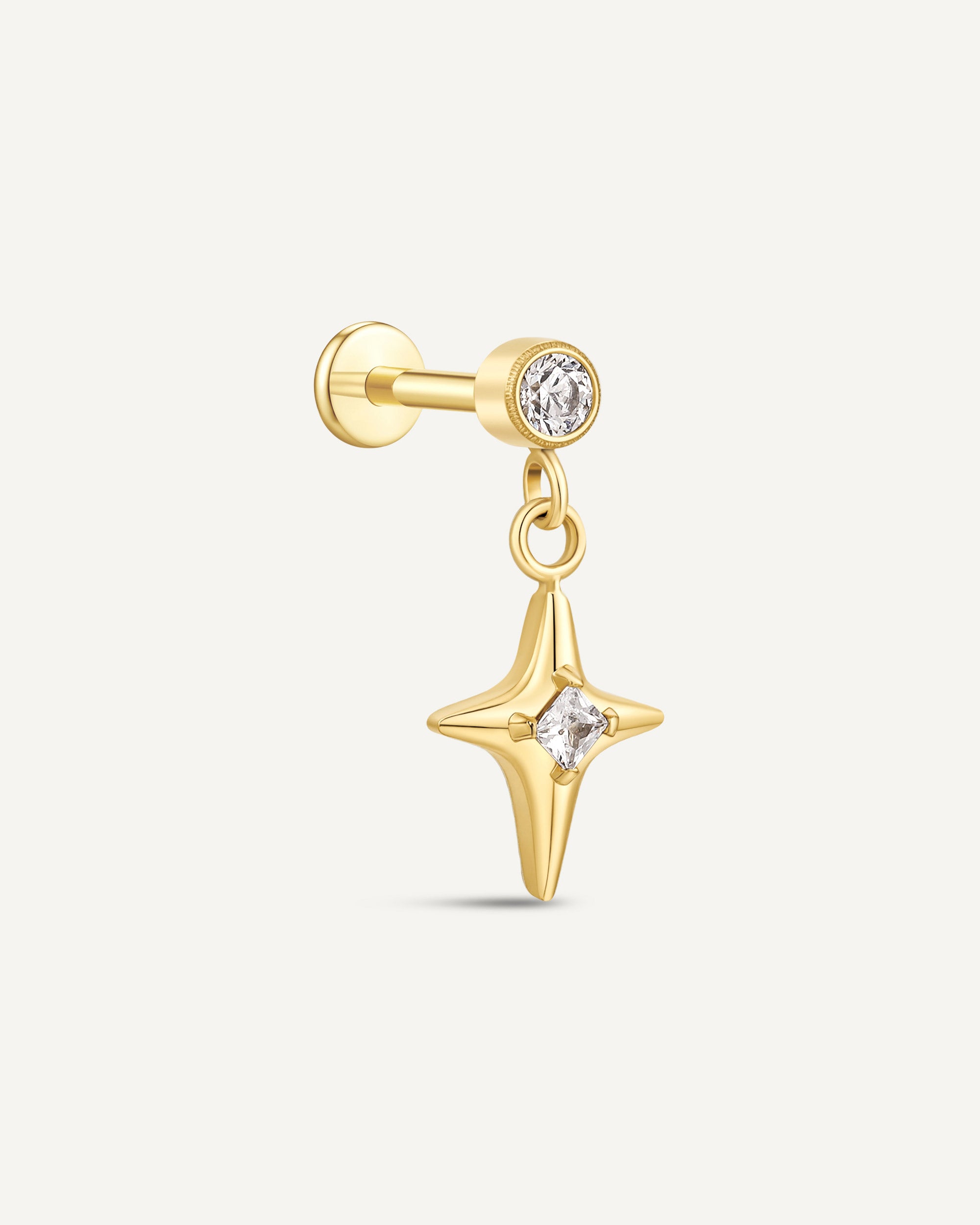 North Star Titanium Flat Back Studs In Gold