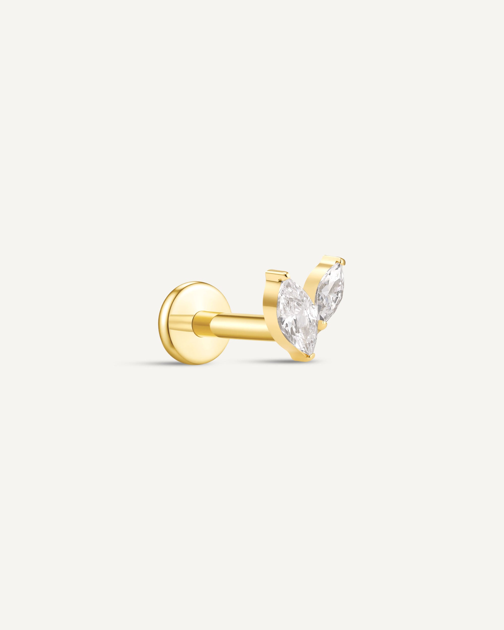 Duo Marquise Titanium Flat Back Studs in Gold