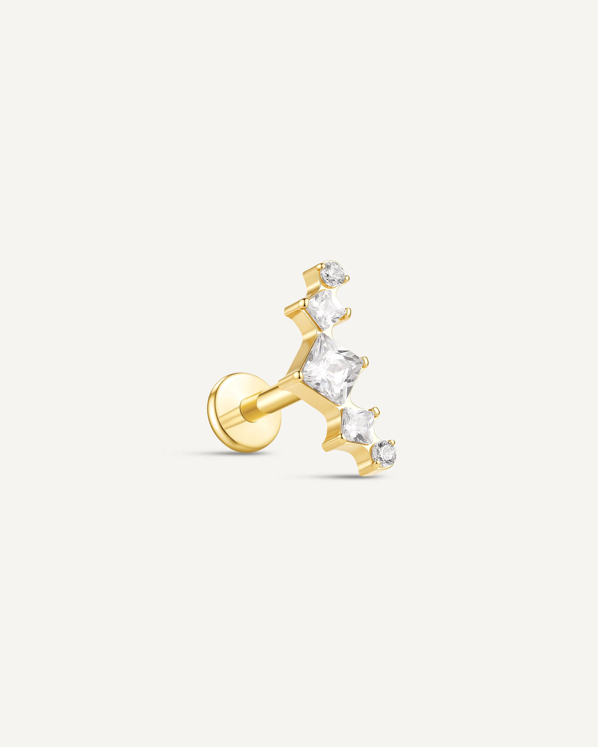 Princess Cut Titanium Flat Back Climber In Gold