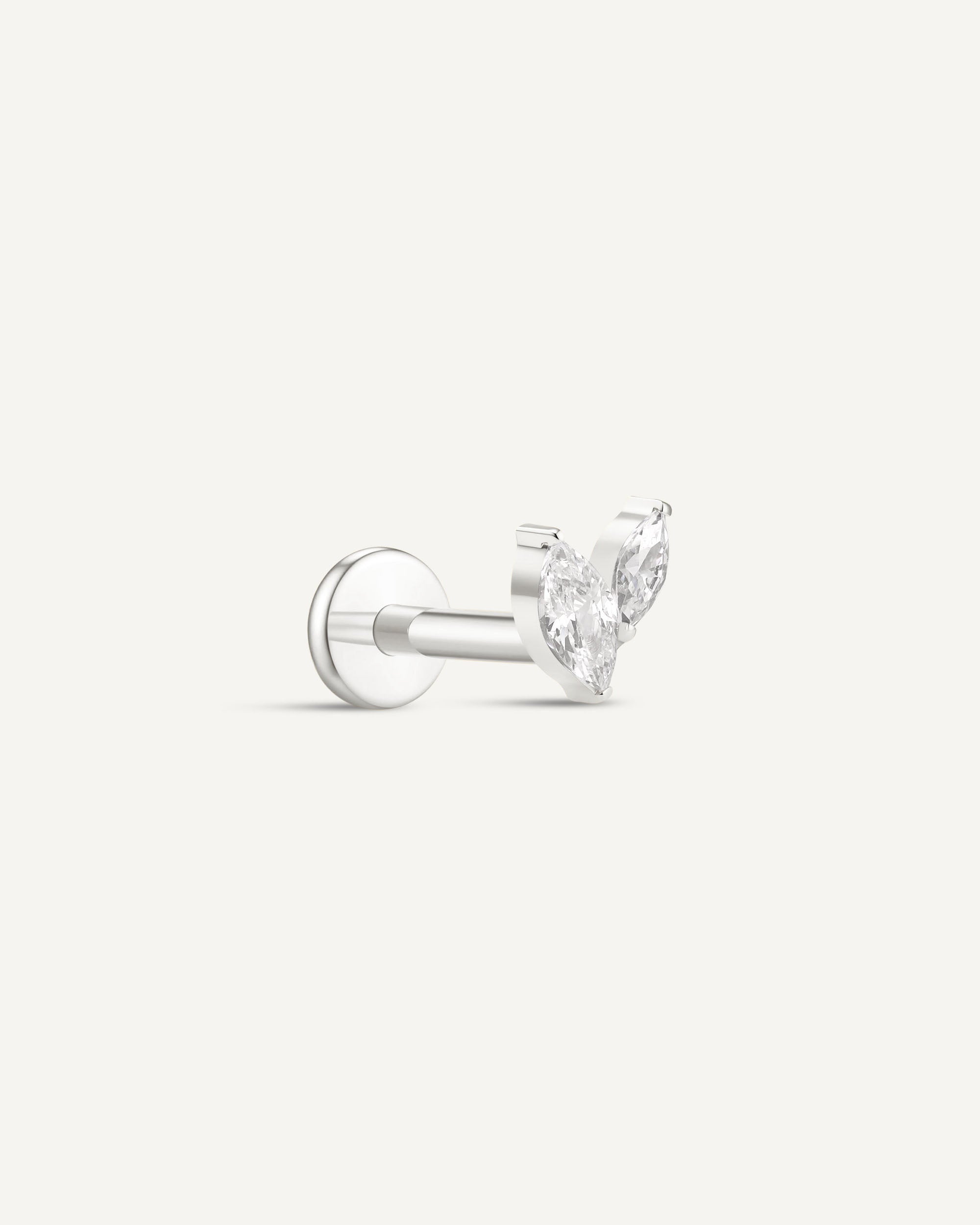 Duo Marquise Titanium Flat Back Studs In Silver