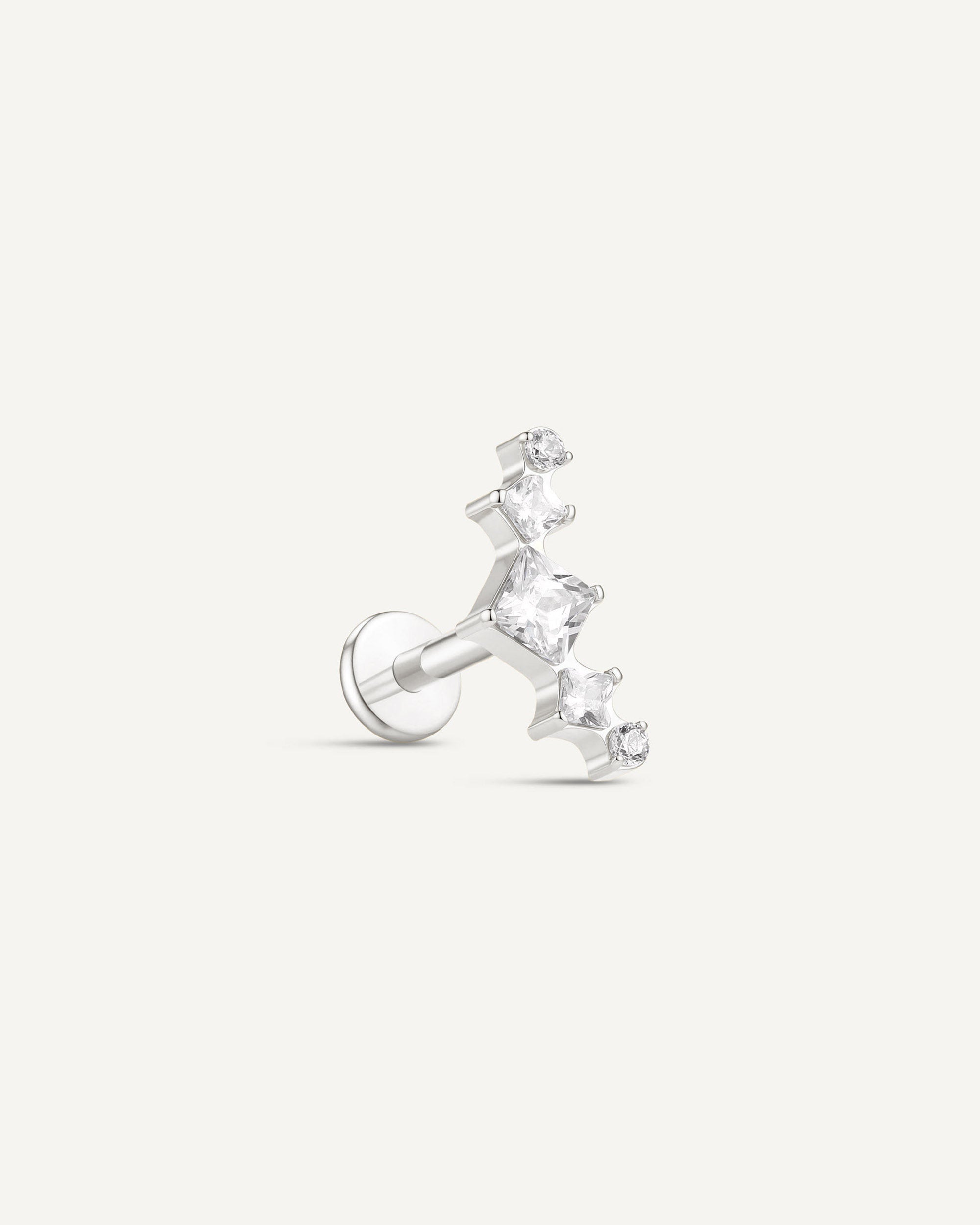 Princess Cut Titanium Flat Back Climber In Silver