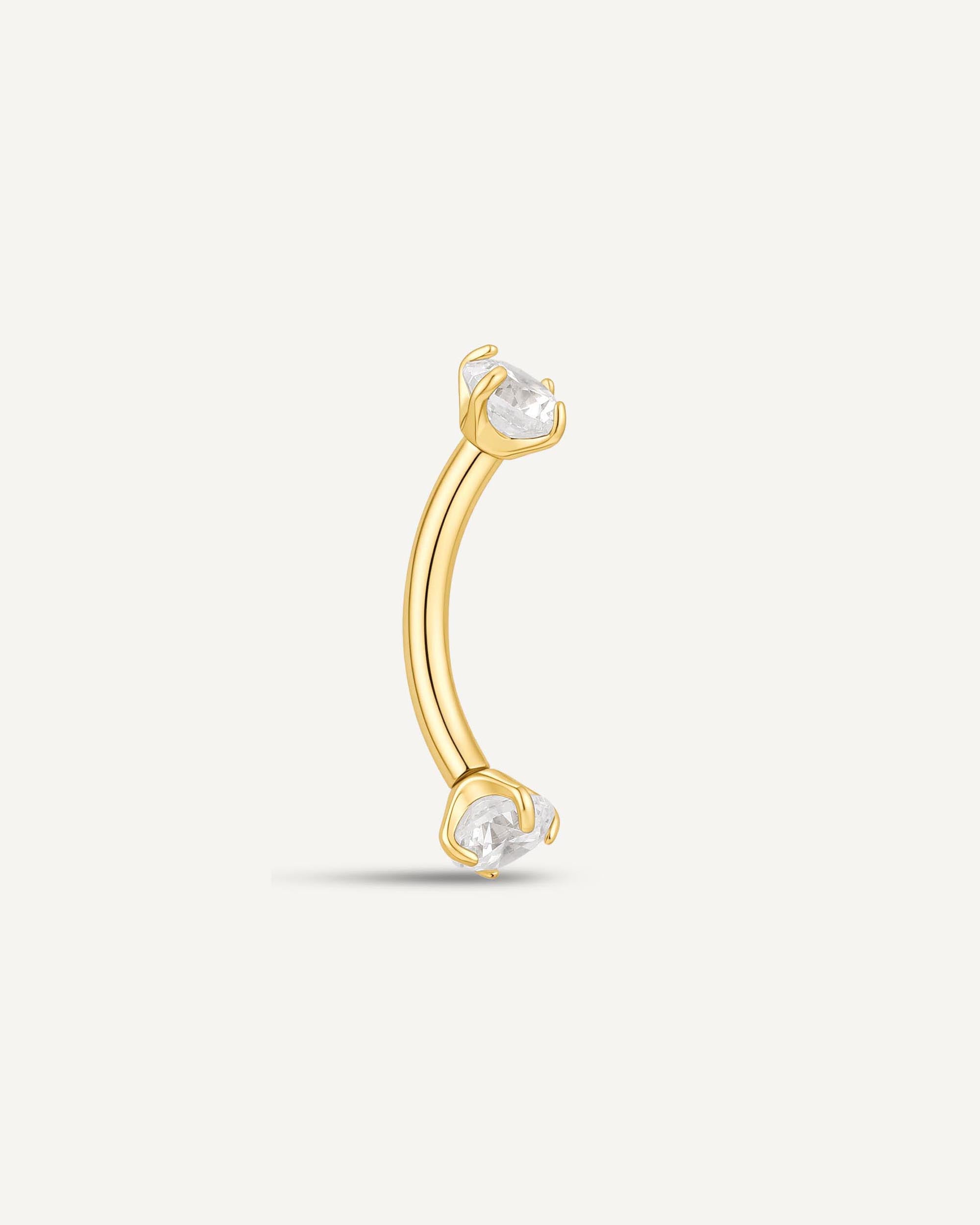 Crystal Titanium Rook Bar Earring In Gold