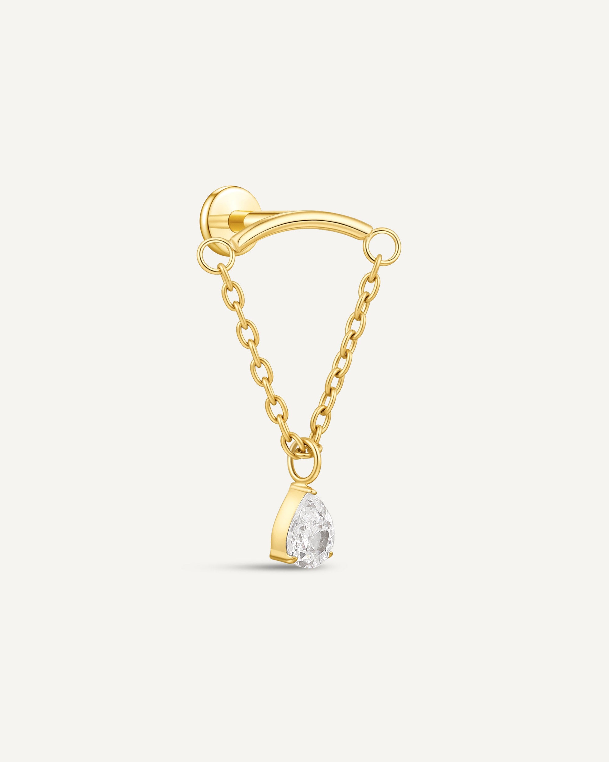Titanium Teardrop Chain Flat Back Stud in Gold