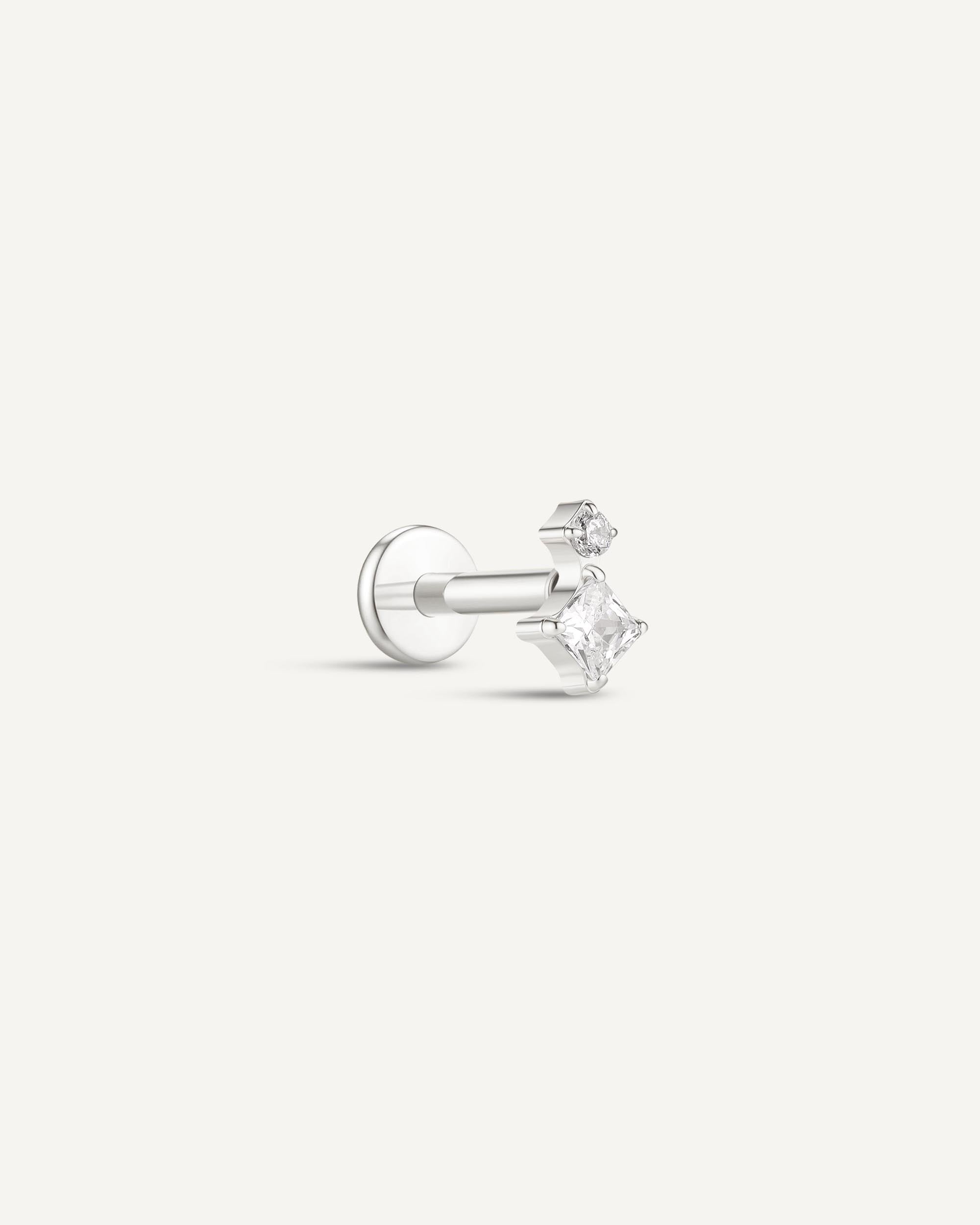 Titanium Princess Duo Flat Back Stud In Silver