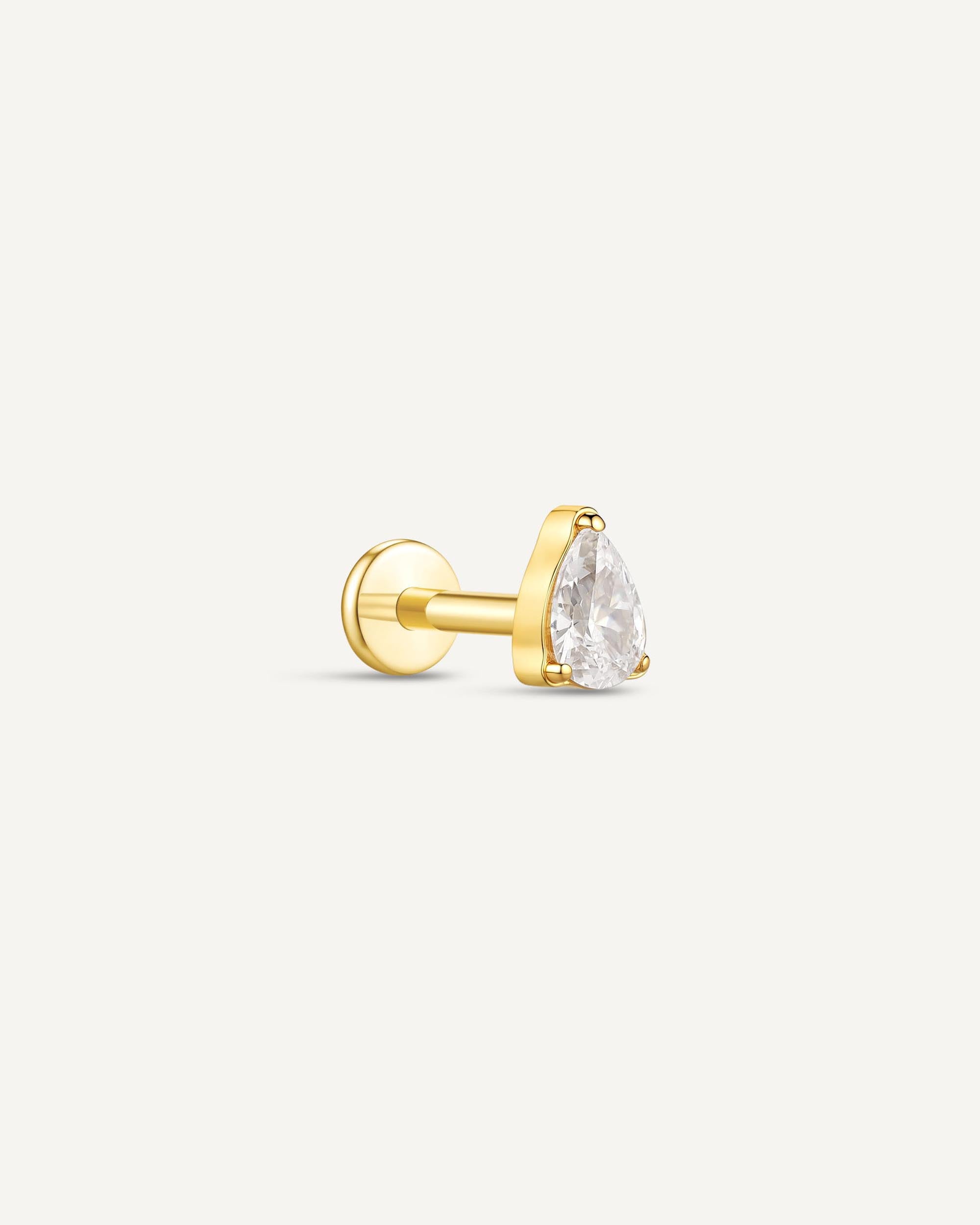Titanium Teardrop Flat Back Stud In Gold