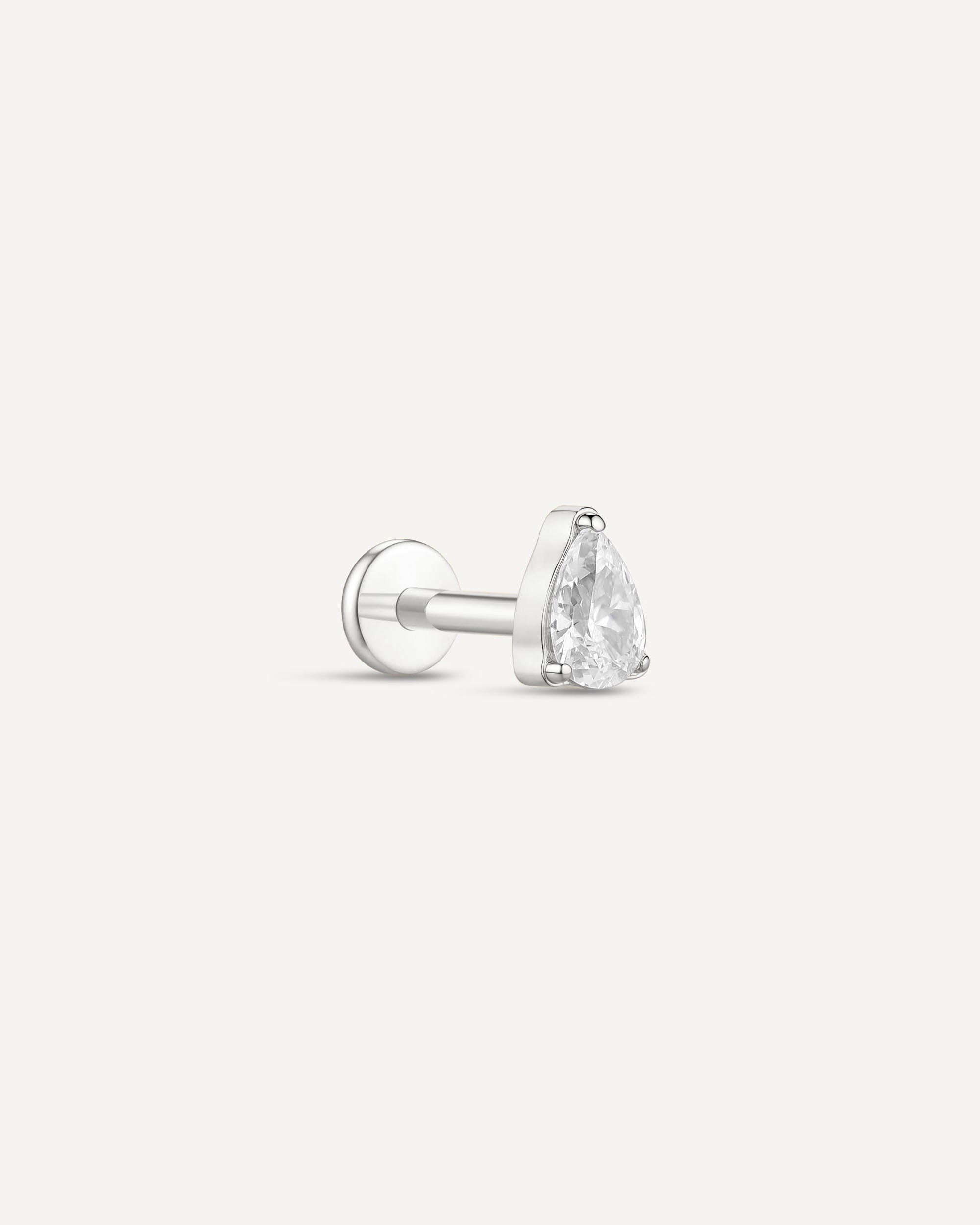 Titanium Teardrop Flat Back Stud In Silver