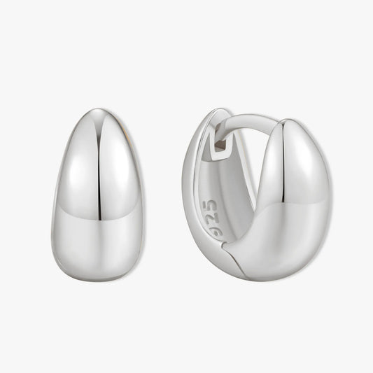 Silver hoop earrings on a white background