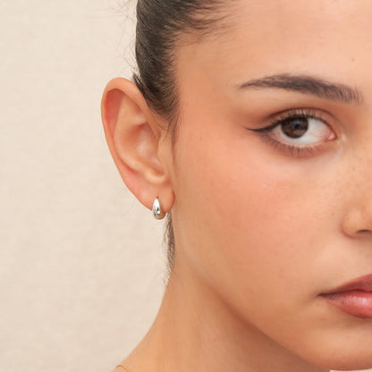 Tapered Chubby Click Hoops In Silver