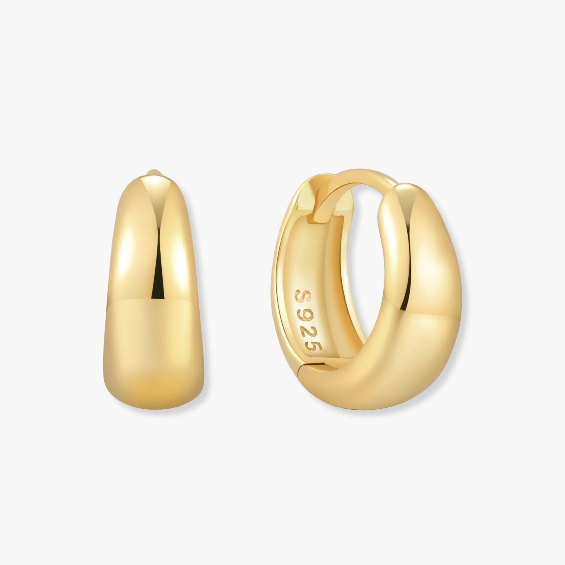 Tapered Huggie Hoops In Gold