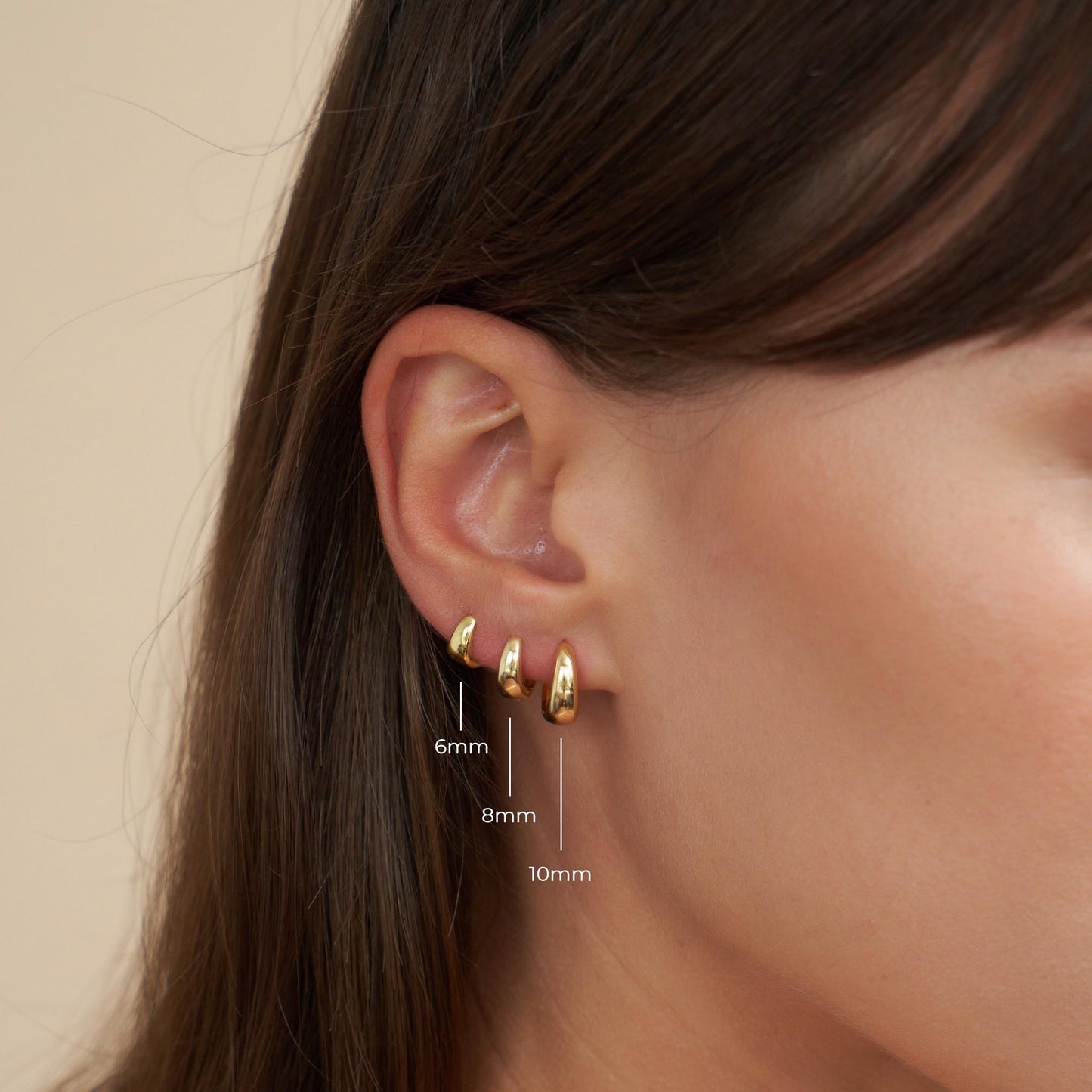 Tapered Huggie Hoops In Gold