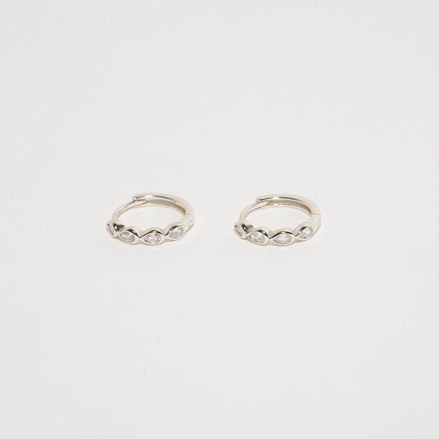 Teardrop Cluster Hoops In Silver