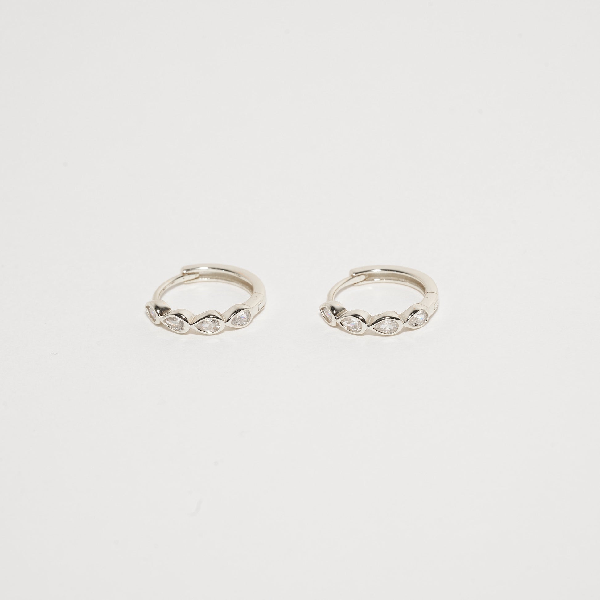 Teardrop Cluster Hoops In Silver