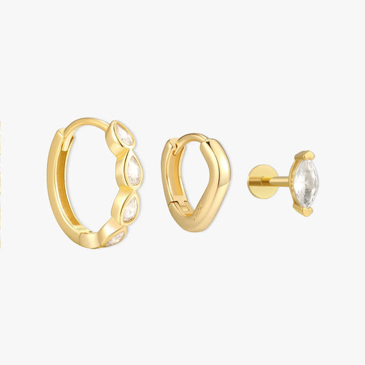 Teardrop Crystal Earrings Set in Gold
