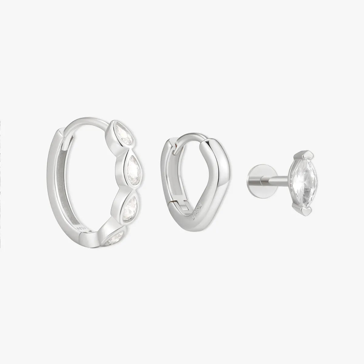 Teardrop Crystal Earrings Set in Silver