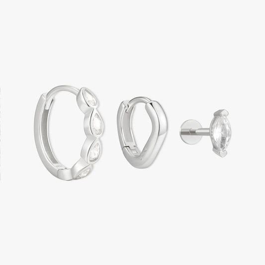 Teardrop Crystal Earrings Set in Silver
