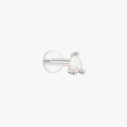 Teardrop Helix Opal Flat Back Stud In Silver