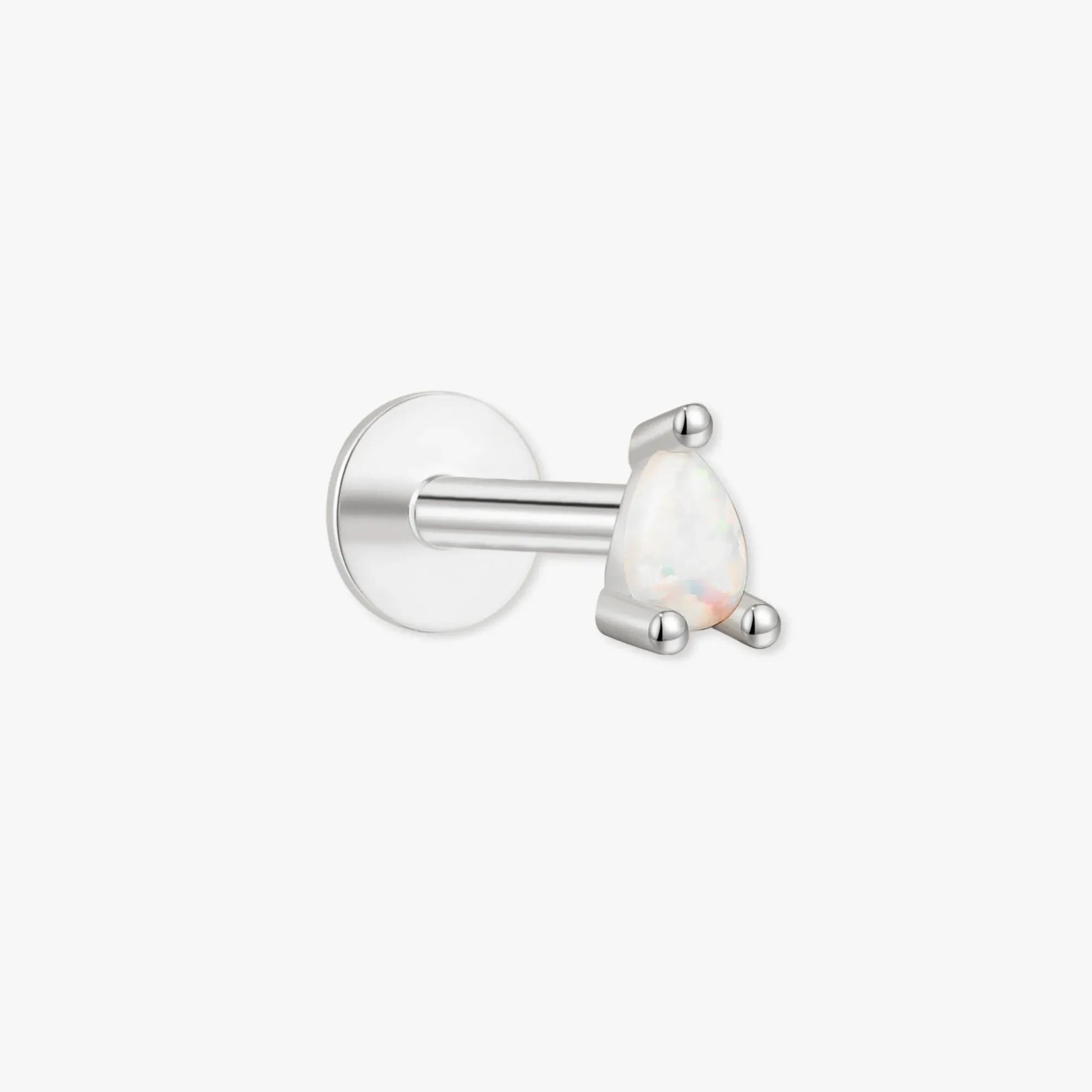 Silver earring on a white background