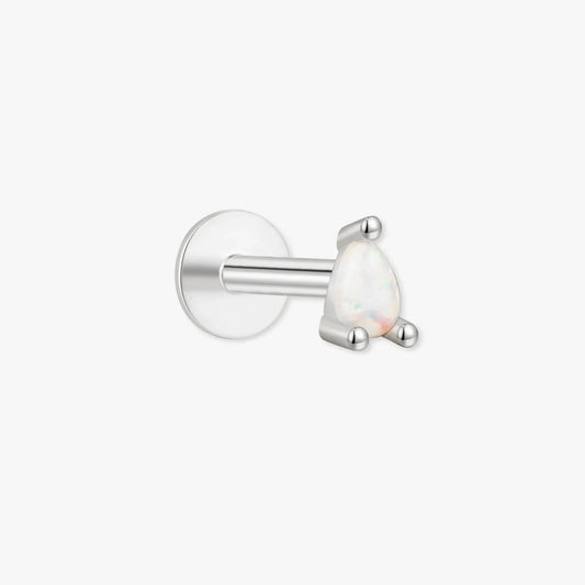 Silver earring on a white background