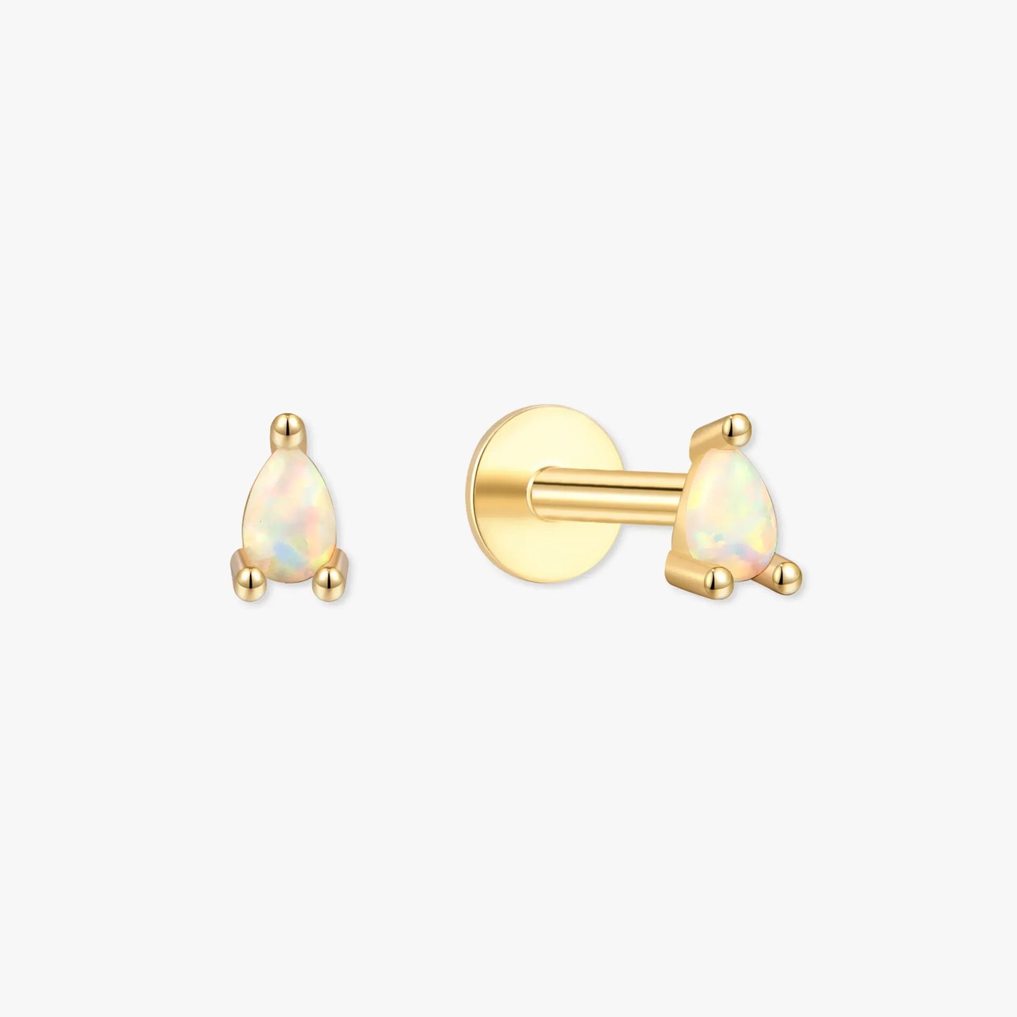 Teardrop Opal Flat Back Studs In Gold