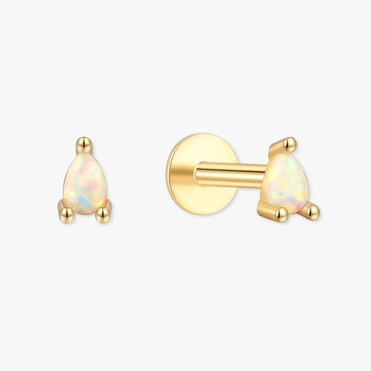 Teardrop Opal Labret Studs In Gold