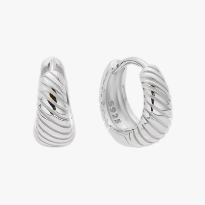 Textured Tapered Huggies in Silver