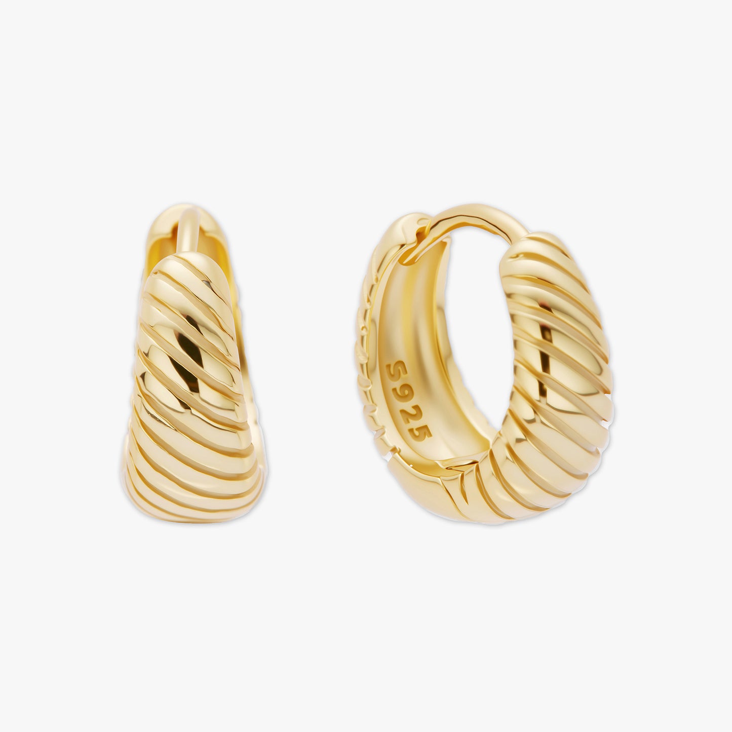 Textured Tapered Huggies in Gold