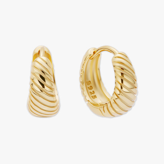 Textured Tapered Huggies in Gold
