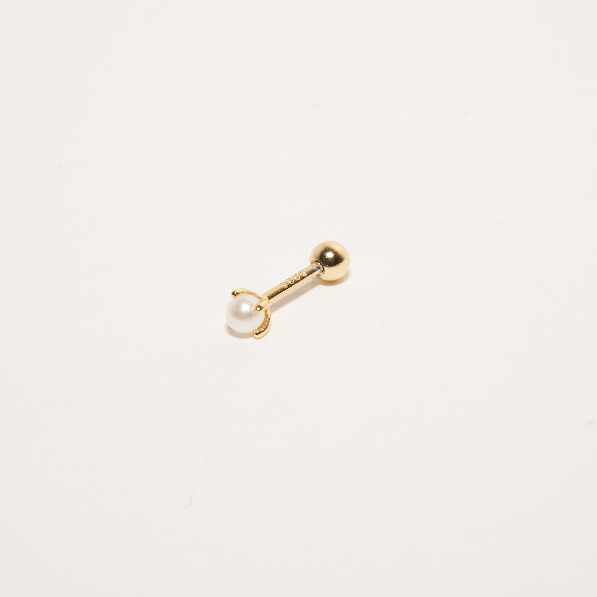 Tiny Pearl Barbell Stud In Gold