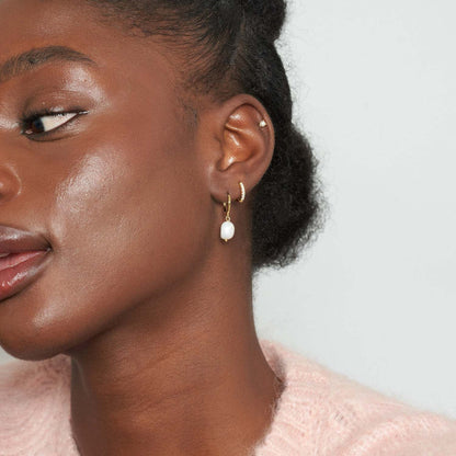 Tiny Pearl Barbell Helix Stud In Gold