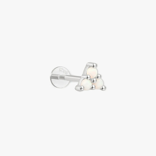 Triple Opal Flat Back Stud In Silver