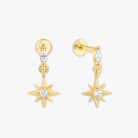 Twilight Star Labret Studs in Gold