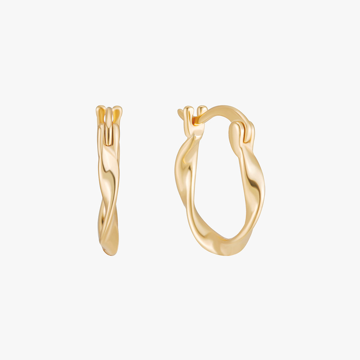 Twisted Hoop Earrings in Gold
