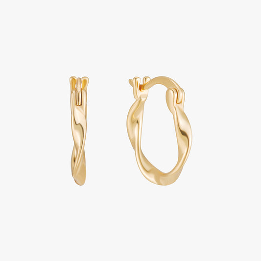 Twisted Hoop Earrings in Gold