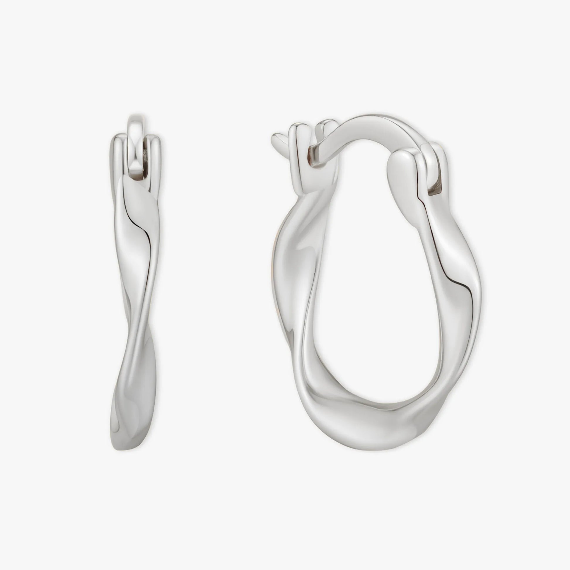Twisted Hoop Earrings in Silver