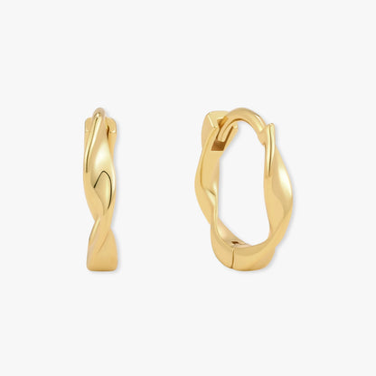 Twisted Huggie Hoops In Gold