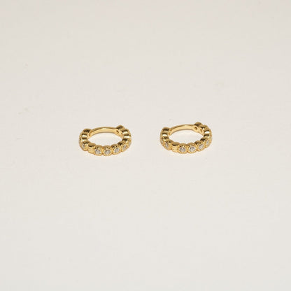 Bezel Crystal Huggies In Gold - LÉA