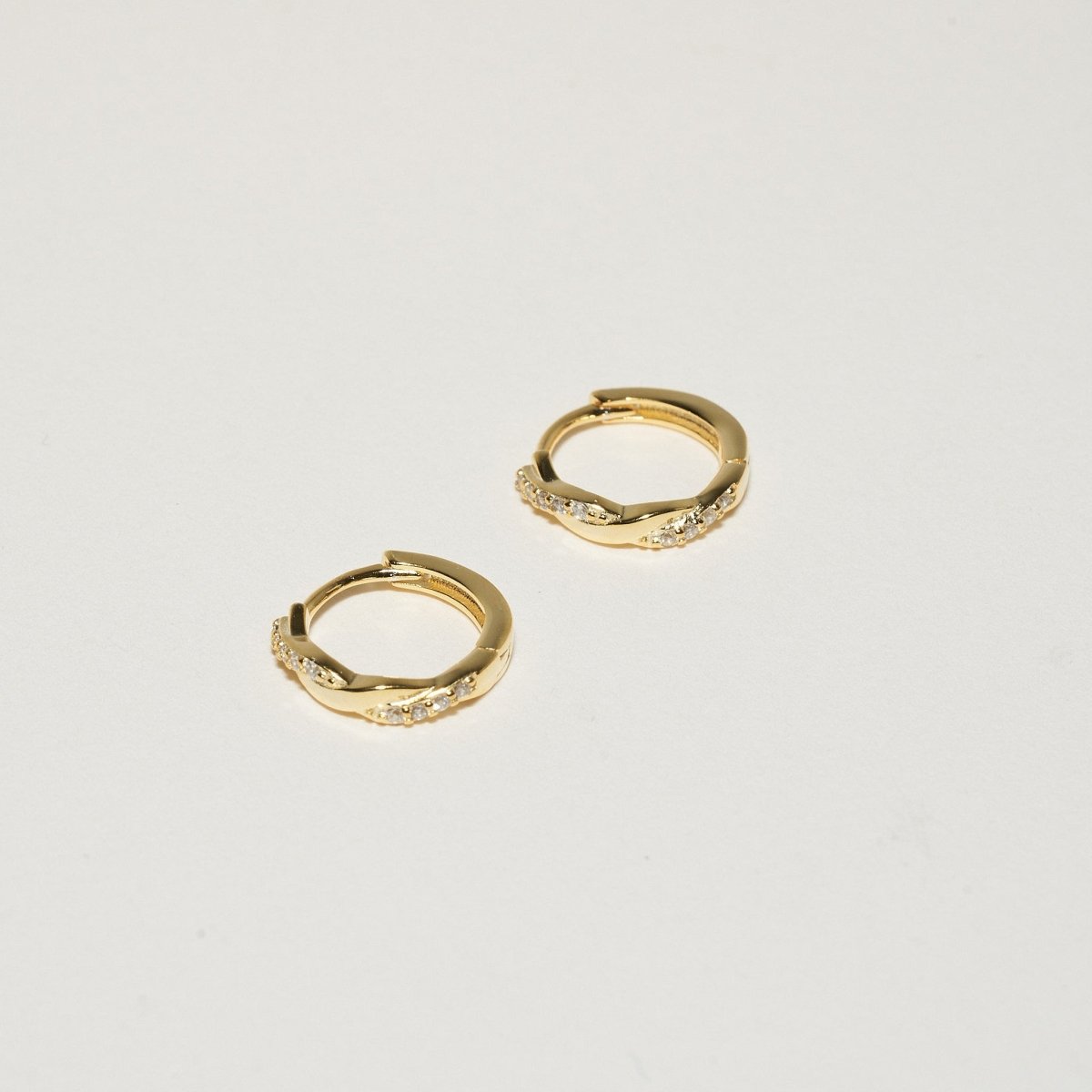 Braided Crystal Huggies In Gold - LÉA