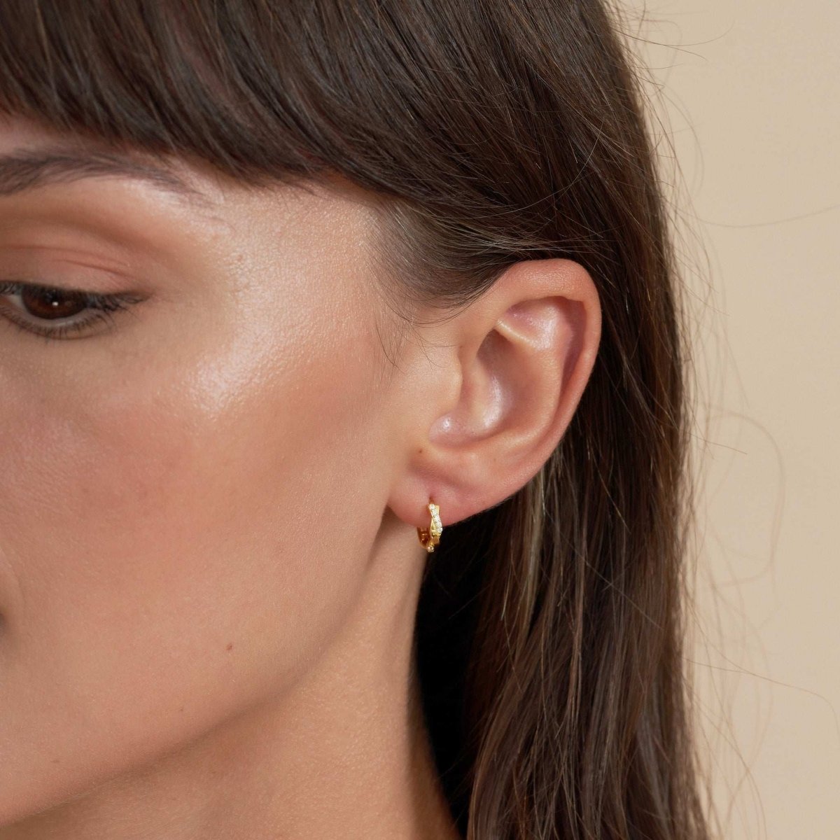 Braided Crystal Huggies In Gold - LÉA