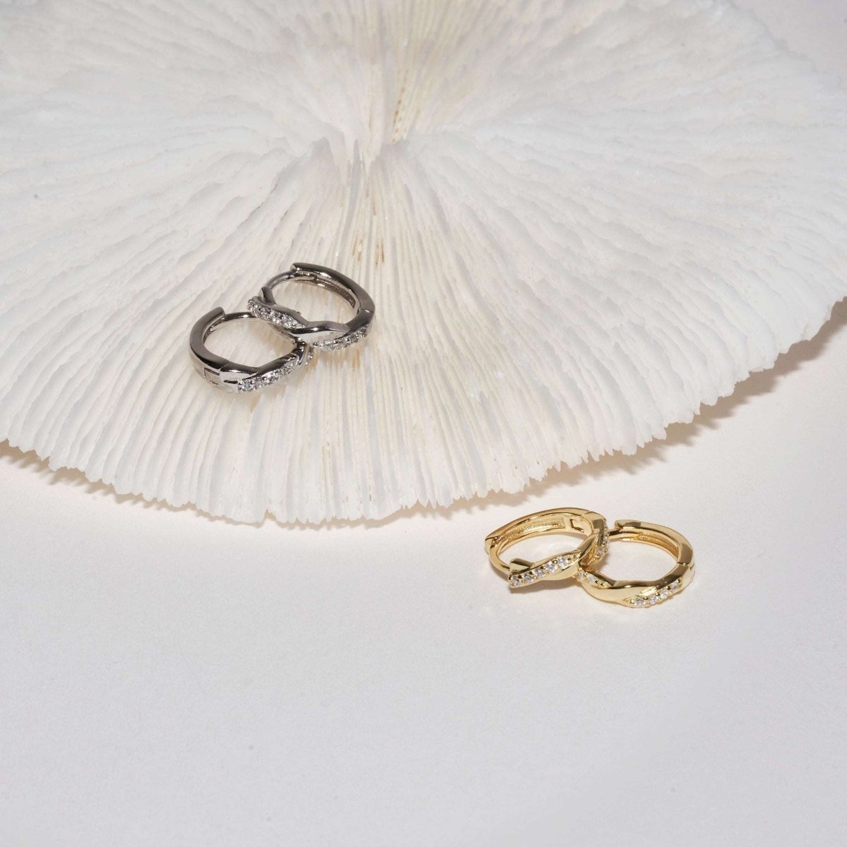 Braided Crystal Huggies In Gold - LÉA