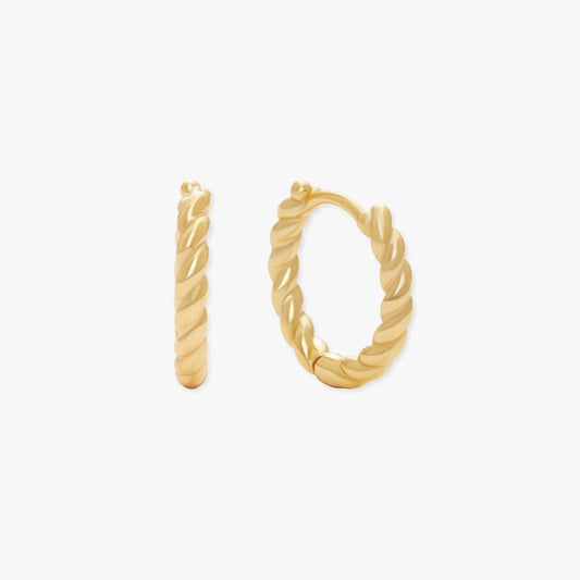 Braided Rope Huggie Hoops In Gold - LÉA